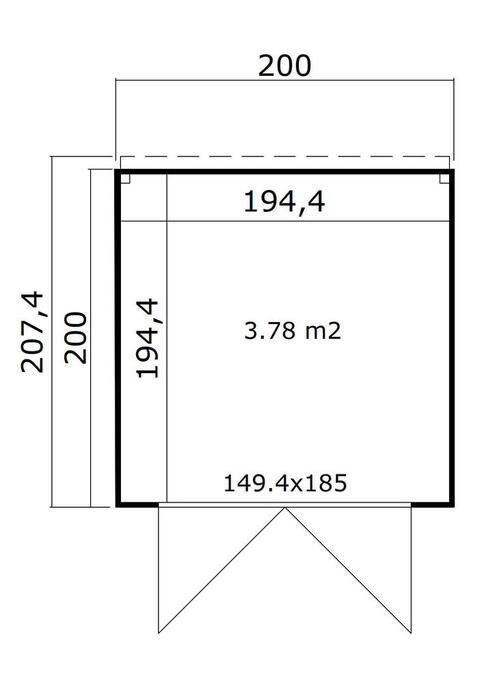Förråd Fynn 1 200 x 200 cm 3,78 m² Lasita Maja